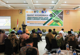 Gubernur Rohidin Mersyah membuka Rapat Koordinasi Penyiapan Data Lahan Pertanian Pangan Berkelanjutan.