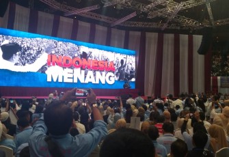Prabowo Subianto menyampaikan pidato kebangsaan bertajuk 'Indonesia Menang' di JCC Plenary Hall, Jakarta, Senin (14/1/2019) malam.