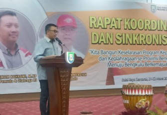 Menteri Pemuda Dan Olahraga Republik Indonesia Imam Nahrawi Berikan Sambutan Rapat Koordinasi dan Sinkronisasi Dispora Provinsi Bengkulu
