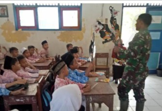 Satgas TMMD Ingatkan Para Siswa SD Tentang Perlunya Melestarikan Kesenian Adiluhung