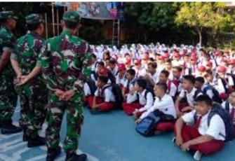 Sosialisasi Wasbang Kepada Pelajar di Desa TMMD