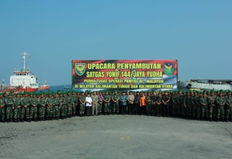 Satgas Pamtas Disambut Pangdam II Sriwijaya