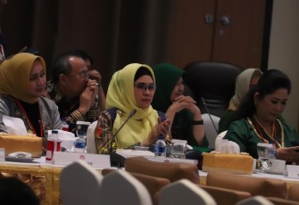 Ketua Dekranasda Provinsi Bengkulu Derta Wahyulin saat menghadiri Rakernas Dekranas 2019