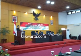 Suasana rapat paripurna DPRD Kota Blitar tentang PU Fraksi DPRD Kota Blitar terhadap PAPBD Kota Blitar tahun 2020 dan Tanggapan Walikota Blitar atas PU Fraksi.