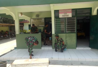 Koramil Gantiwarno Melaksanakan Pemeliharaan Bangunan 