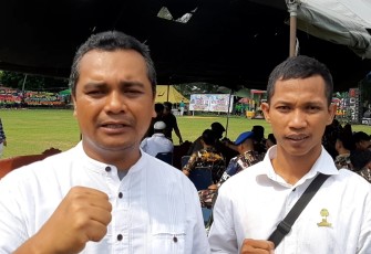Indra Firdaus SE Ketua HIPMI Labuhanbatu (Kiri) didampingi Sekretaris HIPMI Labuhanbatu Chepy Aditya