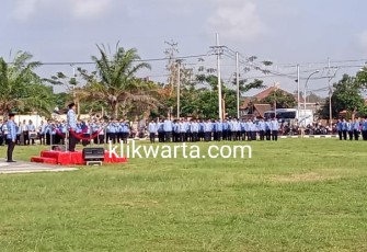Suasana Apel Tujuh Belasan di Aloon-Aloon Kanigoro Pemkab Blitar Senin (18/11/2019).