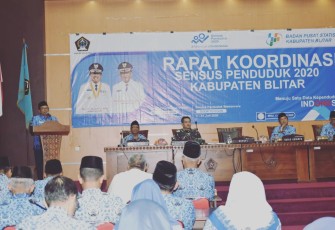 Bupati Rijanto saat memberikan sambutan di acara Rakor Sensus Penduduk tahun 2020 di kabupaten Blitar 