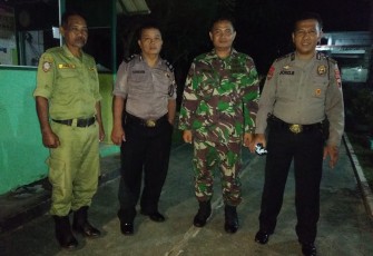Babinsa Bhabinkamtibmas dan Linmas Patroli Malam Bersama