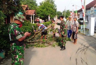 TMMD Dorong Pembersihan di Seputaran Balai Desa