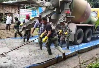 Satgas Pra TMMD Simalungun Kompak Cor Jalan