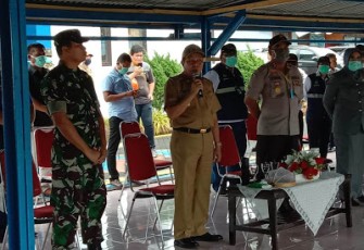 Dandim 1310/Bitung Hadiri Apel Pengecekan Pelaksanaan Penyemprotan Disinfektan