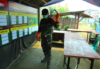 Posko Satgas TMMD 107 Kodim 0508/Depok Didisinfeksi