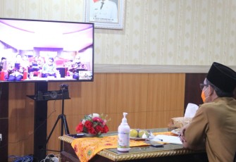 Asisten III Setda Provinsi Bengkulu Gotri Suyanto, saat usai mengikuti Video Conference bersama Inspektur Jenderal (Irjen) Kemendagri RI