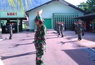 Personil 1310 Bitung Dan PNS Kodim Laksanakan Senam Pagi