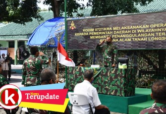 Kasrem 074/Warastratama Letkol Inf Yudi Purwanto mewakili Komandan Korem 074/Warastratama Brigjen TNI Rafael Granada Baay secara resmi menutup Latihan Posko I Kodim 0727/Karanganyar tahun 2020. (Foto : Istimewa)