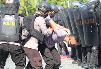 atbrimobda Polda Bengkulu Laksanakan Latihan Gabungan Penanganan Huru-Hara