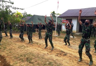 Satgas TMMD Reg 108 Kodim 0105/Abar Teriakan Horsa Horsa