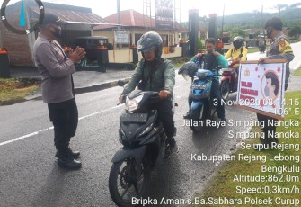 Polsek Curup Gelar Razia Prokes Covid-19 Didepan Mako
