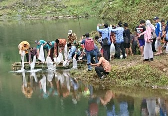 Desa Nglurup Resmikan Embung dan Tabur Benih Ikan Oleh Kepala Desa