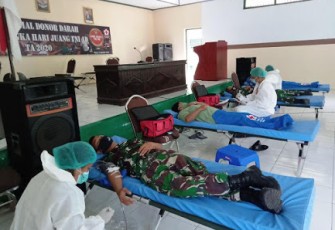 Peringati Hari Juang TNI AD Tahun 2020 Kodim 1310/Bitung Laksanakan Bakti Sosial Donor Darah
