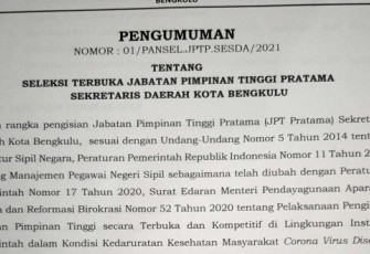 Surat Pengumuman Lelang Jabatan Sekretaris Daerah 