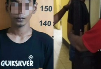 Tersangka saat diamankan aparat