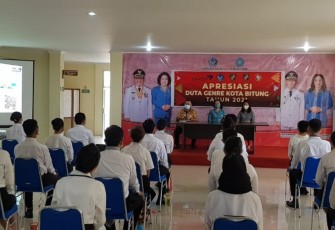 Ketua Tim penggerak PKK kota Bitung saat buka kegiatan seleksi apresiasi Duta Genre tahun 2021