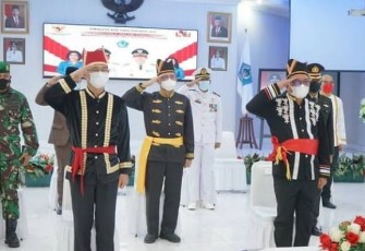 Walikota dan Wakil Walikota Bitung bersama unsur Forkopimda saat mengikuti upacara peringatan hari lahirnya Pancasila