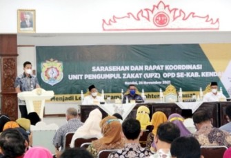 Bupati Kendal memberikan sambutan saat BAZNAS menggelar rakor. Jum'at 26/11/2021