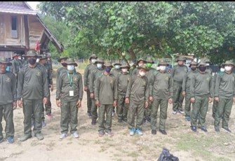Kegiatan upacara Pembukaan Outbound Wawasan kebangsaan yang di adakan untuk Kepala Desa kabupaten Ogan Kemering Ulu (Oku) Timur