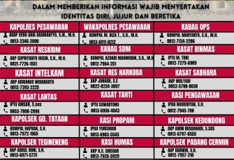 Kapolres Pesawaran sebarkan nomor handphone miliknya dan jajarannya yang bisa dihubungi masyarakat