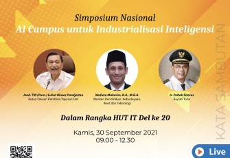 IT Del akan selenggarakan simposium nasional bertajuk “AI Campus untuk Industrialisasi Inteligensi” dalam rangka merayakan ulang tahun ke-20 IT Del dan Yayasan Del