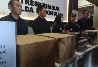 Ditreskrimsus Polda Bengkulu saat ekspos barang bukti