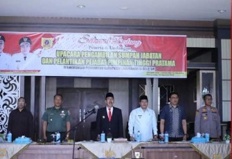 H Edimin saat dalam acara Pelantikan Pejabat Pimpinan Tinggi Pratama Pemkab Labusel