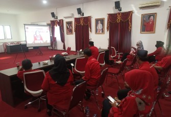Peresmian kantor DPC PDI Perjuangan Kabupaten Karanganyar secara virtual oleh Megawati Soekarnoputri, Rabu (24/8/2022).