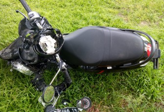Kondisi motor yang terjadi Laka Lantas Lawan Mobil