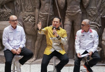 Bamsoet dalam konferensi pers launching tiket menonton WSBK Indonesia Round 2022, di Jakarta, Rabu (31/8/22).