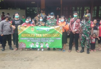 Babinsa Koramil Rungan Hadiri Advokasi dan Sosialisasi Vaksinasi Bagi Anak Usia 6-11 Tahun
