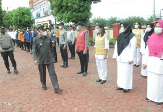 Bupati Asahan saat pimpin Apel Gelar Kesiapan Penanggulangan Bencana Karhutla