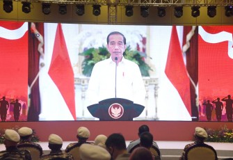 Presiden Joko Widodo dalam sambutan virtualnya di acara pelantikan Pengurus Pusat FKPPI 2021-2026.