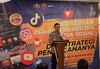 Kadivhumas Polri Irjen Pol Prof. Dr. Dedi Prasetyo, M.Hum., M.Si., M.M melalui Kepala Biro (Karo) Multimedia Brigjen Pol Gatot Repli Handoko, S.I.K, Rabu (31/8/2022) pagi saat Pelatihan yang dilaksanakan di Hotel Ambharawa Jalan Iskandarsyah Jakarta Selatan.