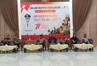 Pj Bupati Aceh Timur Ir Mahyuddin MSi dalam pidatonya pada malam resepsi kenegaraan yang digelar di Pendopo Bupati Aceh Timur pada Rabu (17/8) malam.