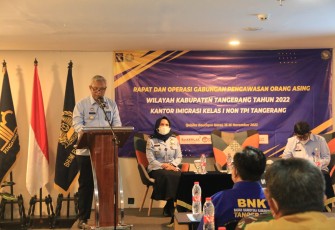 Kepala Kantor Wilayah Tejo Harwanto dalam sambutannya membuka kegiatan yang dilaksanakan di Qubika Boutique Hotel, Kabupaten Tangerang, Selasa (15/11/2022). 