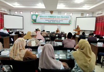 Pembukaan Pembinaan dan Pelatihan Ekstra Kurikuler Kaligrafi Kabupaten Aceh Timur, , Rabu (12/10/2022).