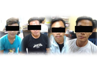 Foto empat orang tersangka pengeroyokan terhadap Mahasiswa asal Kecamatan Arga Makmur, Bengkulu Utara