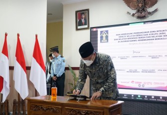 Penandatanganan dukungan Pembangunan Zona Integritas Menuju WBK dan WBBM di Jajaran Kanwil Kemenkumham Bengkulu