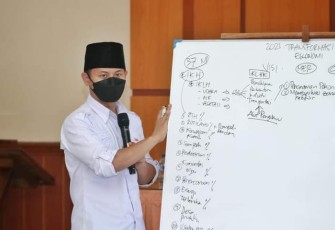 Bupati Trenggalek saat melakukan penajaman program TA 2023, Dinas DPKPLH, Rabu (2/2/2022) (Foto : Hardi Rangga, klikwarta.com).