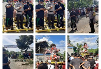 Anggota Polres Bengkulu Utara, saat mengawal rangkaian perayaan Nyepi Ishaka Warsa 1944 