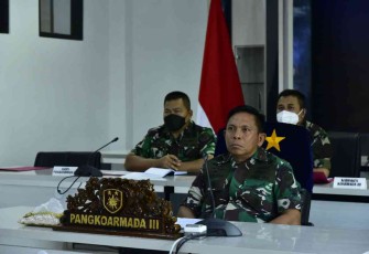 Panglima Koarmada III Mengikuti Rapat Percepatan Vaksinasi Covid-19 Secara Virtual